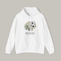 Unisex Heavy Blend™ Hooded Sweatshirt featuring a wildlife art of a barn owl, as seen on the cover of 'Remarkable Creatures: a guide to some of Ireland’s disappearing animals' by Aga Grandowicz